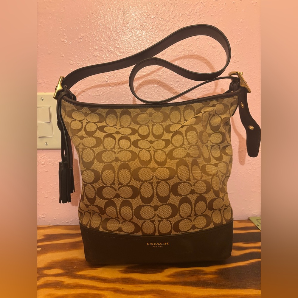 Coach Signature Canvas & Leather Duffle Shoulder Bag | Style 25380